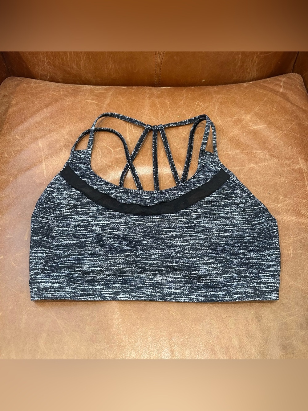 Victoria's Secret VSX Lightly Lined Strappy Sheer Mesh Sports Bra Black